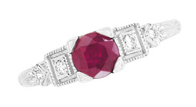 1920s Art Deco Platinum Ruby and Diamond Engagement Ring