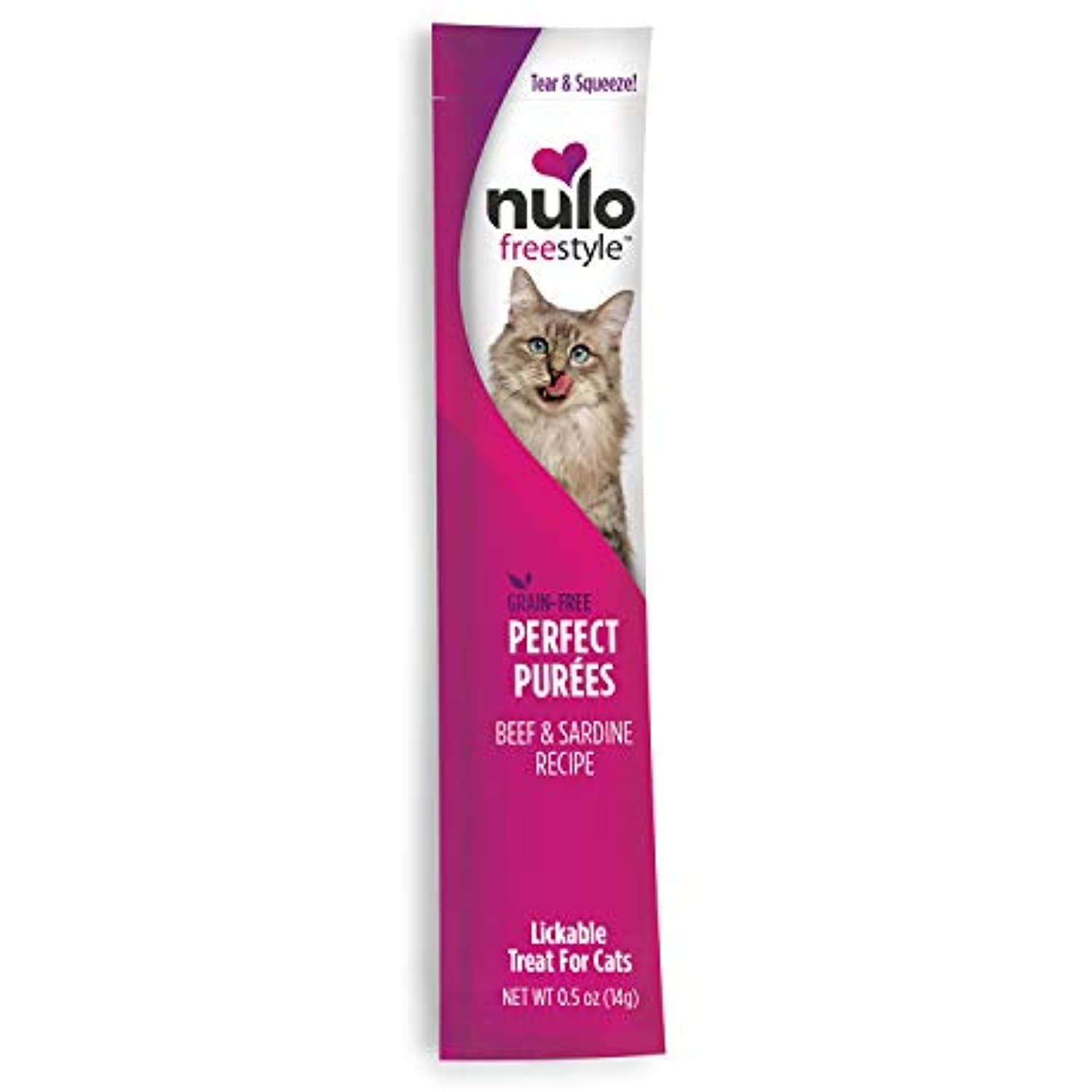 Nulo Freestyle Perfect Purees - Beef & Sardine Recipe - Premium Cat Food Pouches (Pack of 6)