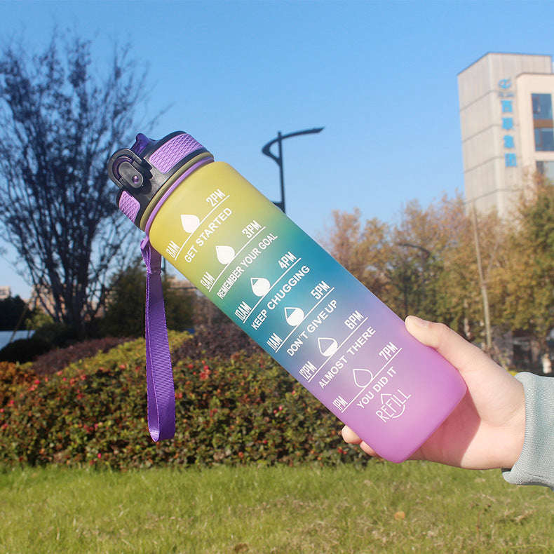 HeyoCombat 32 OZ Motivational Water Bottle with Ice Grid, Leakproof & BPA Free