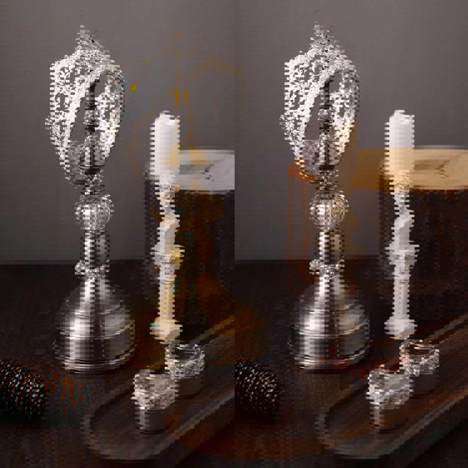 Blush Self Adhesive Craft Rhinestone Trim Strips with Heart Pearl Embellishment