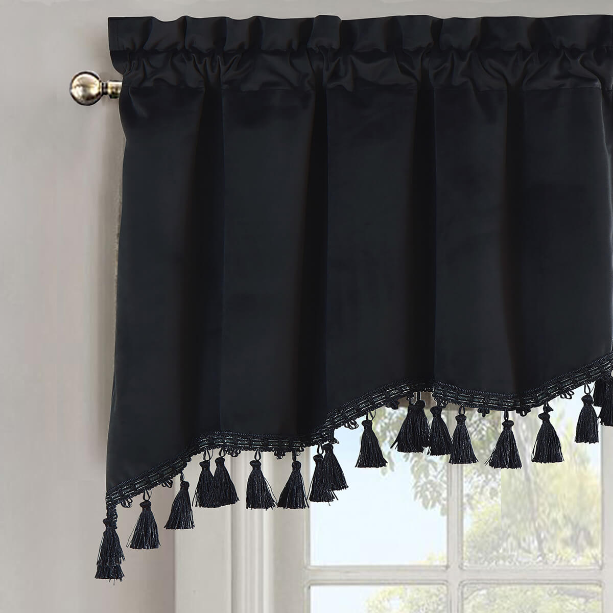 Heavyweight Velvet Swag Valance 70”W x 30”L - Elegant Window Drape with Tassels