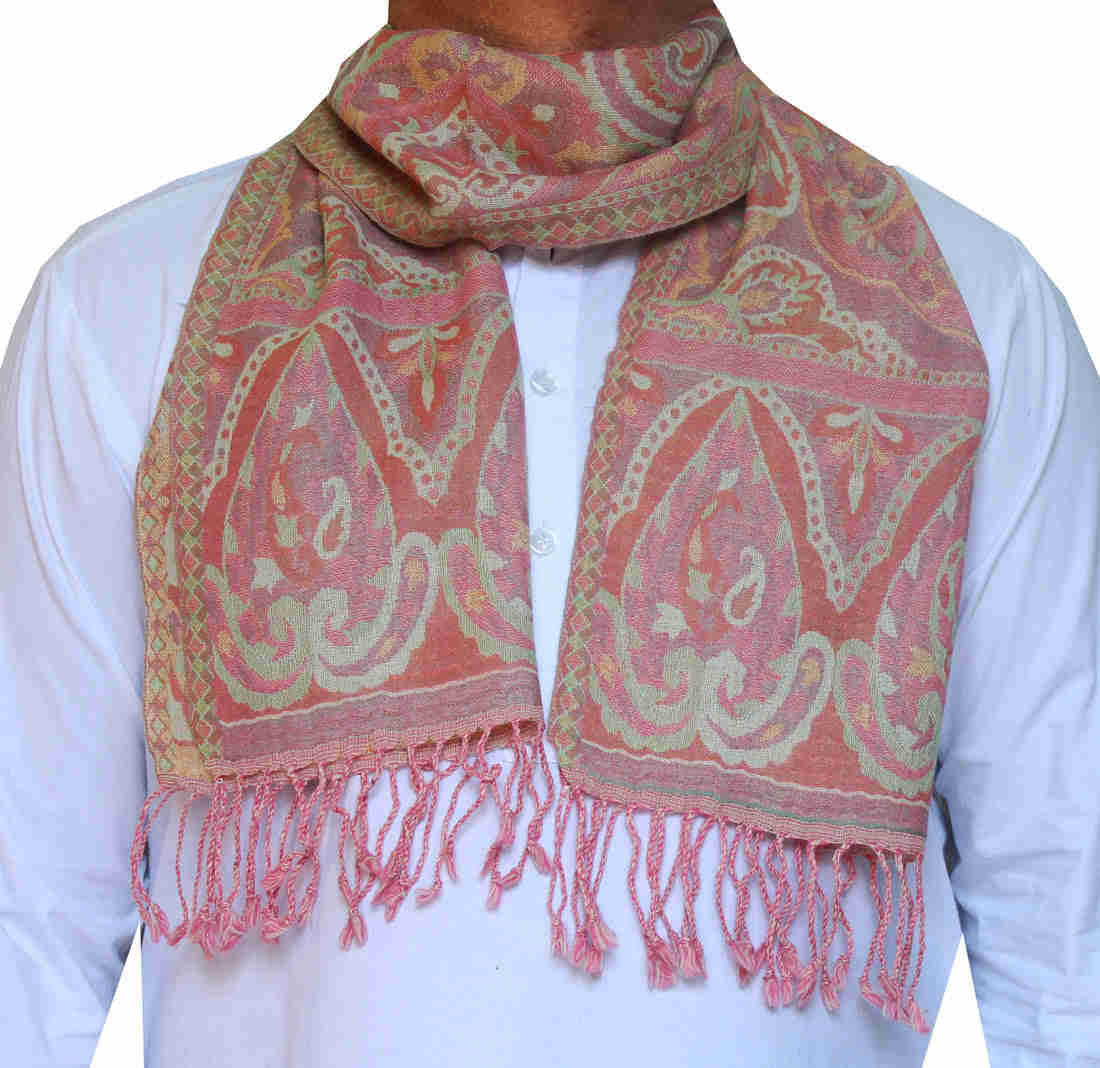 Men's Indian Pure Wool Jamawar Muffler - Handmade Kashmir Scarf