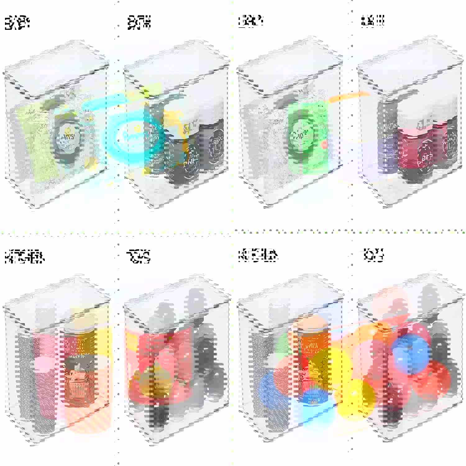 mDesign Plastic Stackable Food Storage Container with Hinged Lid - Clear Organizer for Kitchen, Pantry, Fridge/Freezer