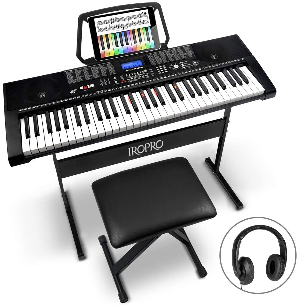 61-Key Portable Electronic Keyboard Piano for Beginners with Lighting Keys and Interactive Teaching System