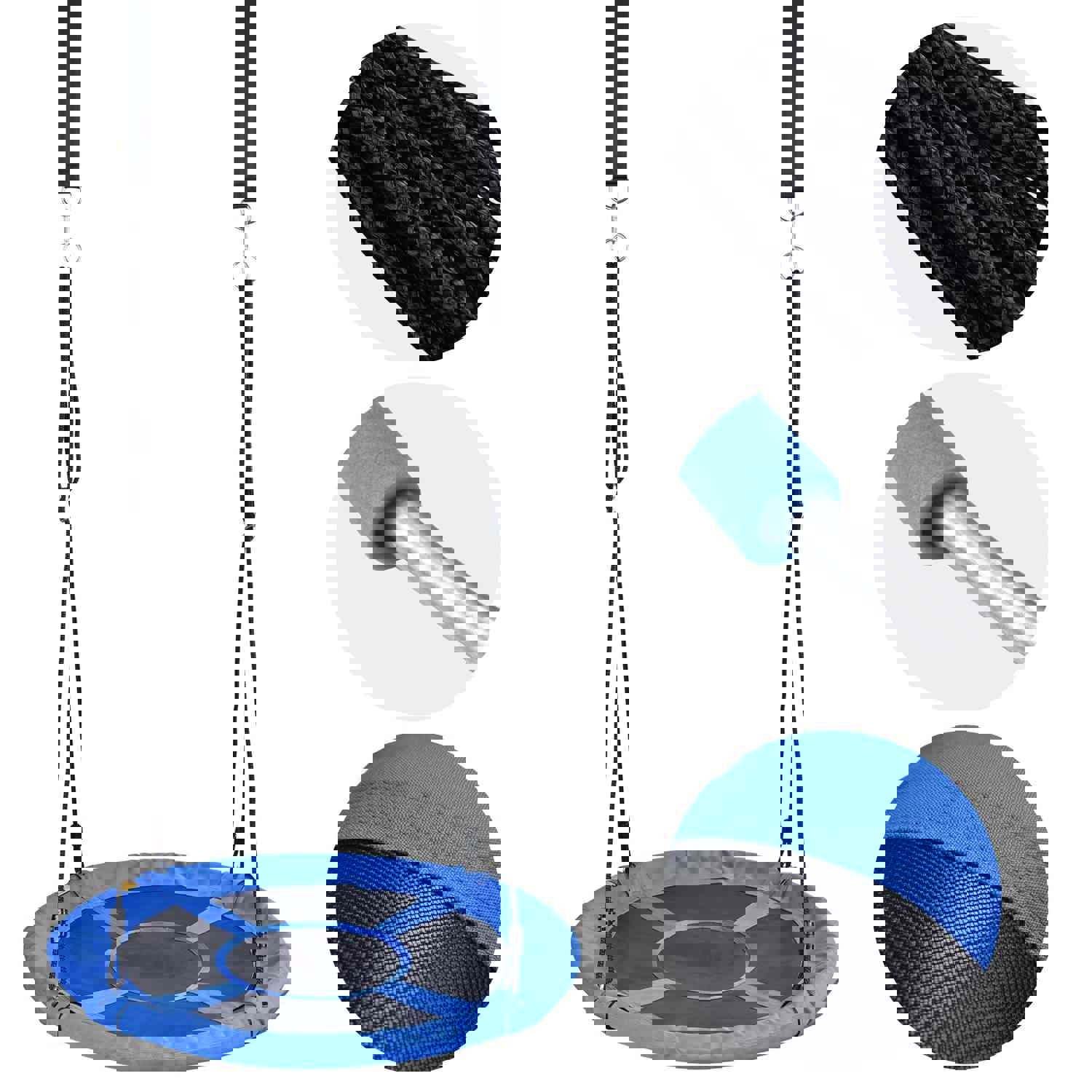 700LBS Weight Capacity 40 Flying Saucer Swing for Kids Outdoor, Large Round Tire Swings for Trees and Swingset, Strong Heavy Duty for Outside Playground, Blue