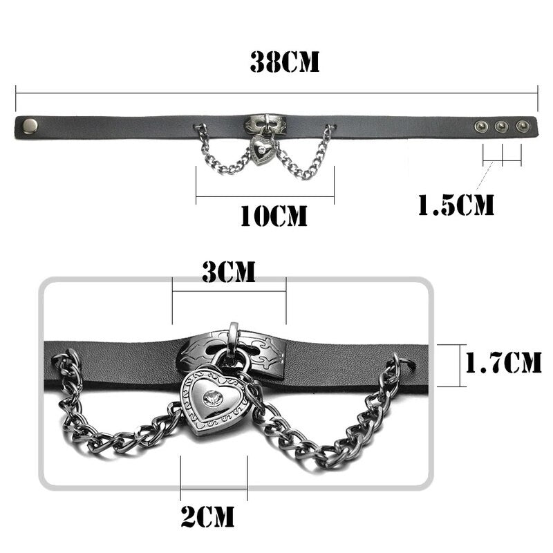 1 PCS Women Girls Punk Heart Dangle Pendant Choker Chain Goth Leather Necklace Collar Choker