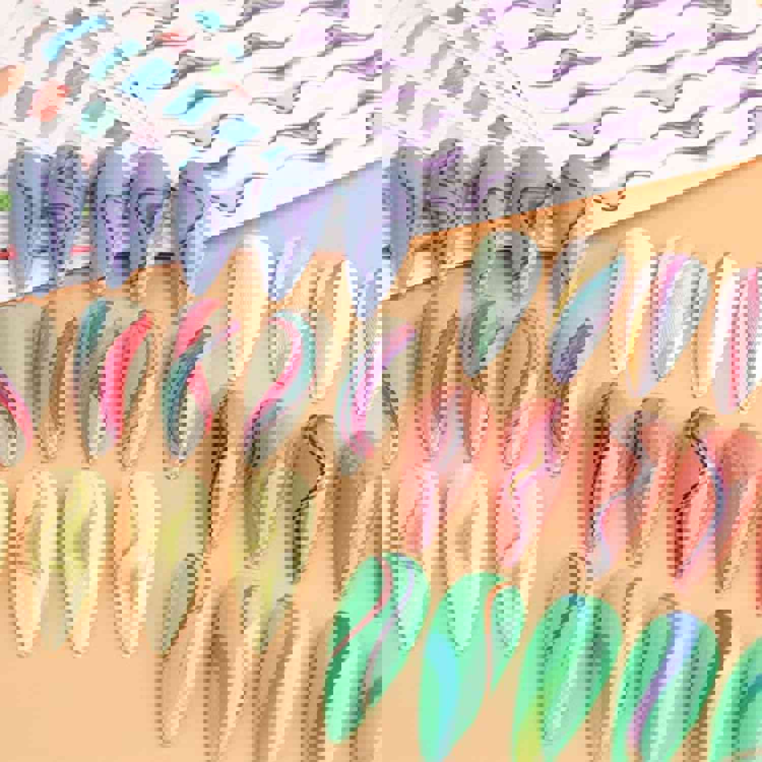 12 Sheets Colorful Wavy Lines Nail Art Stickers DIY Decoration Kit for Women and Girls