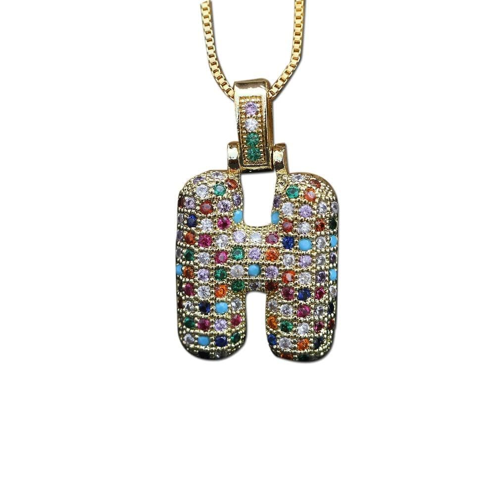 The Bubbly Initial Rainbow Necklace