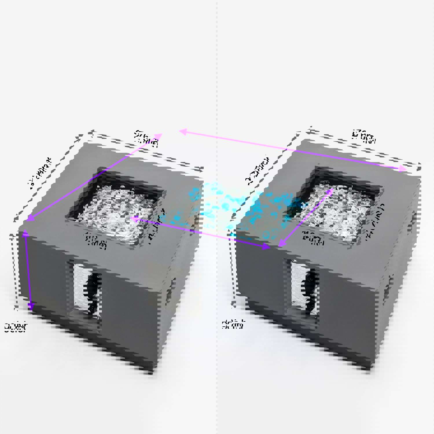 28inch Concrete Propane Outdoor Fire Pit Table with Propane Tank Cover Grey