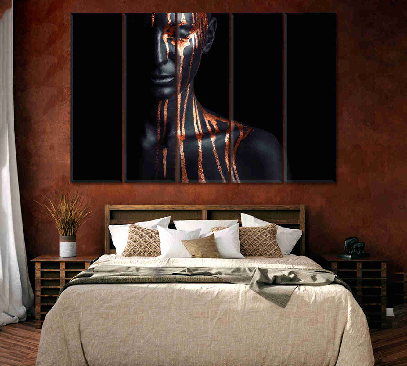 Black and Gold Art Makeup Canvas Print for Home and Office Decor