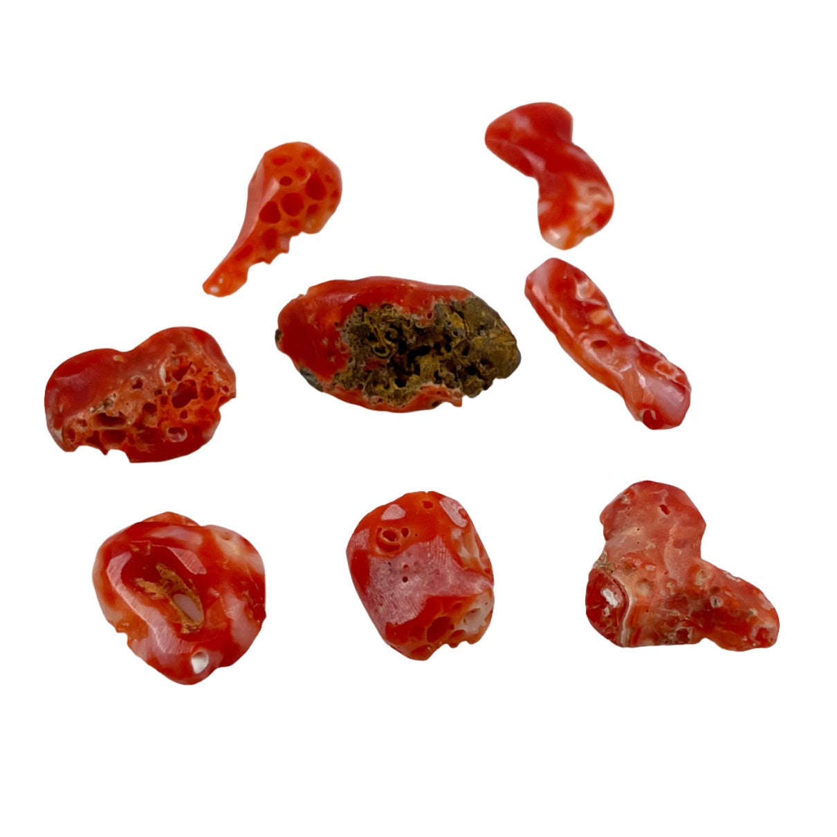 Natural Italian Red Coral Cabochons Lot - Vintage Free Form Coral Pieces