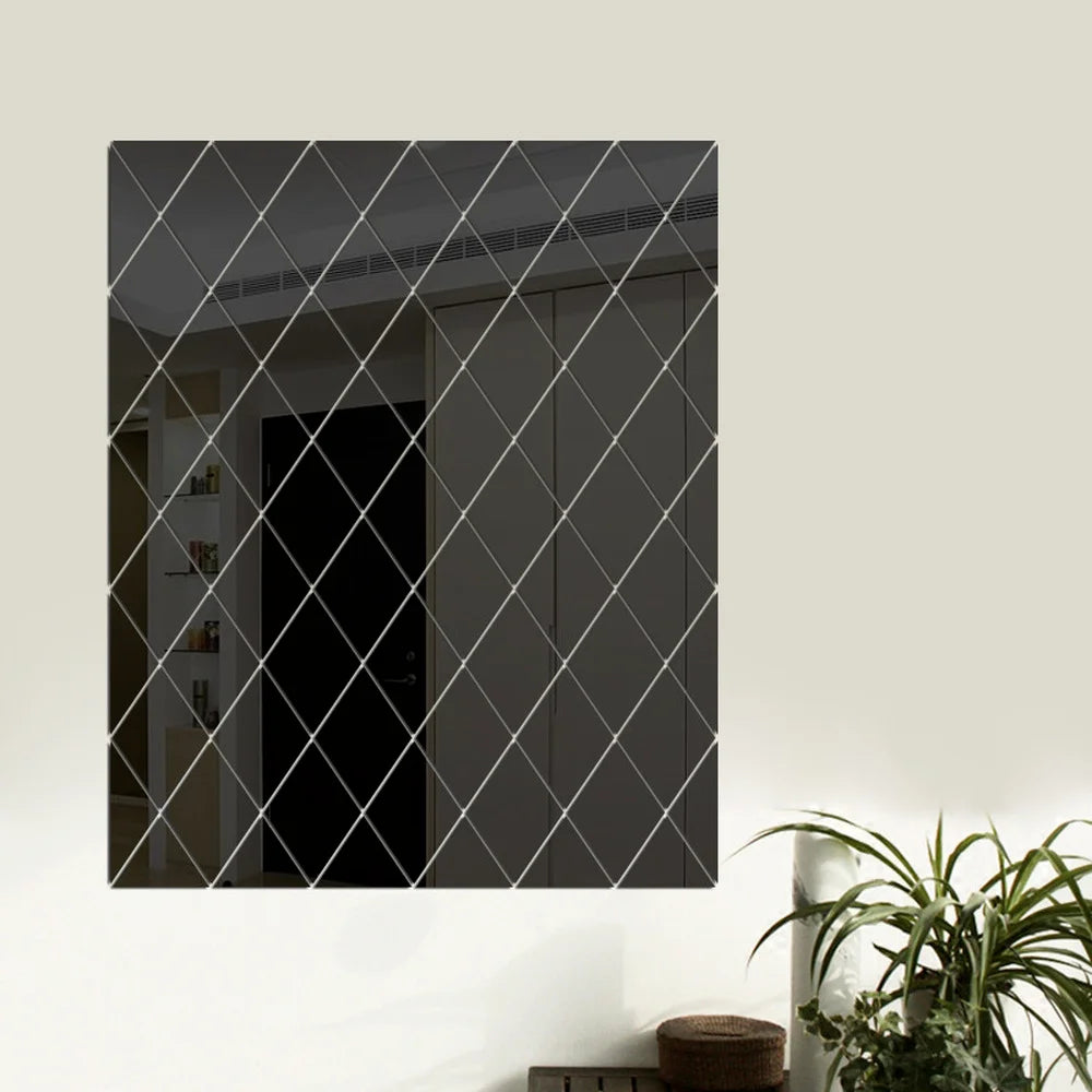 3D Diamond Acrylic Self-Adhesive Mirror Wall Stickers for Modern Home Decor