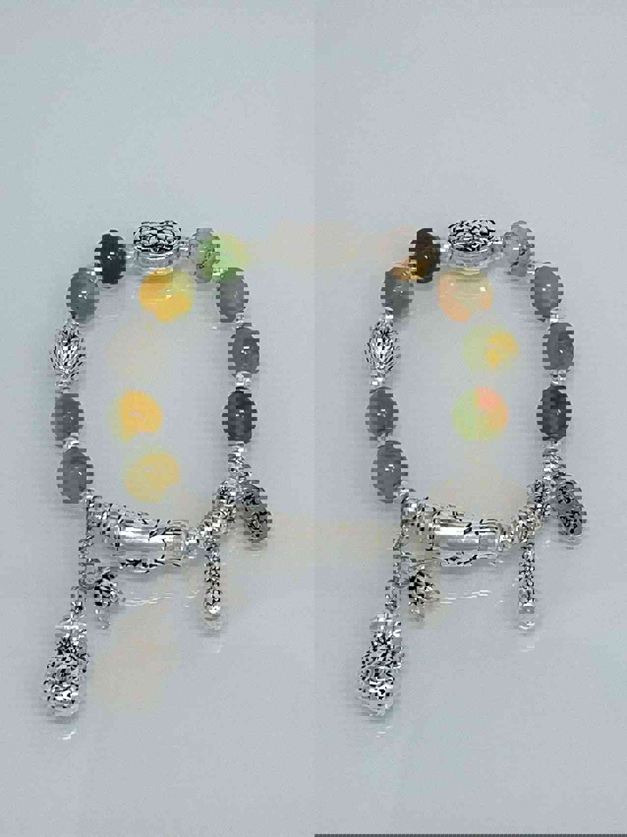 Bless Good Luck Crystal Beaded Pendant Layer Bracelet for Men and Women