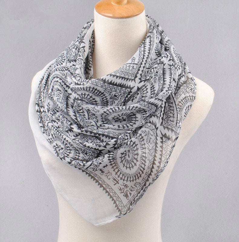 Fashion Women's Leopard Print Chiffon and Cotton Scarf Shawl