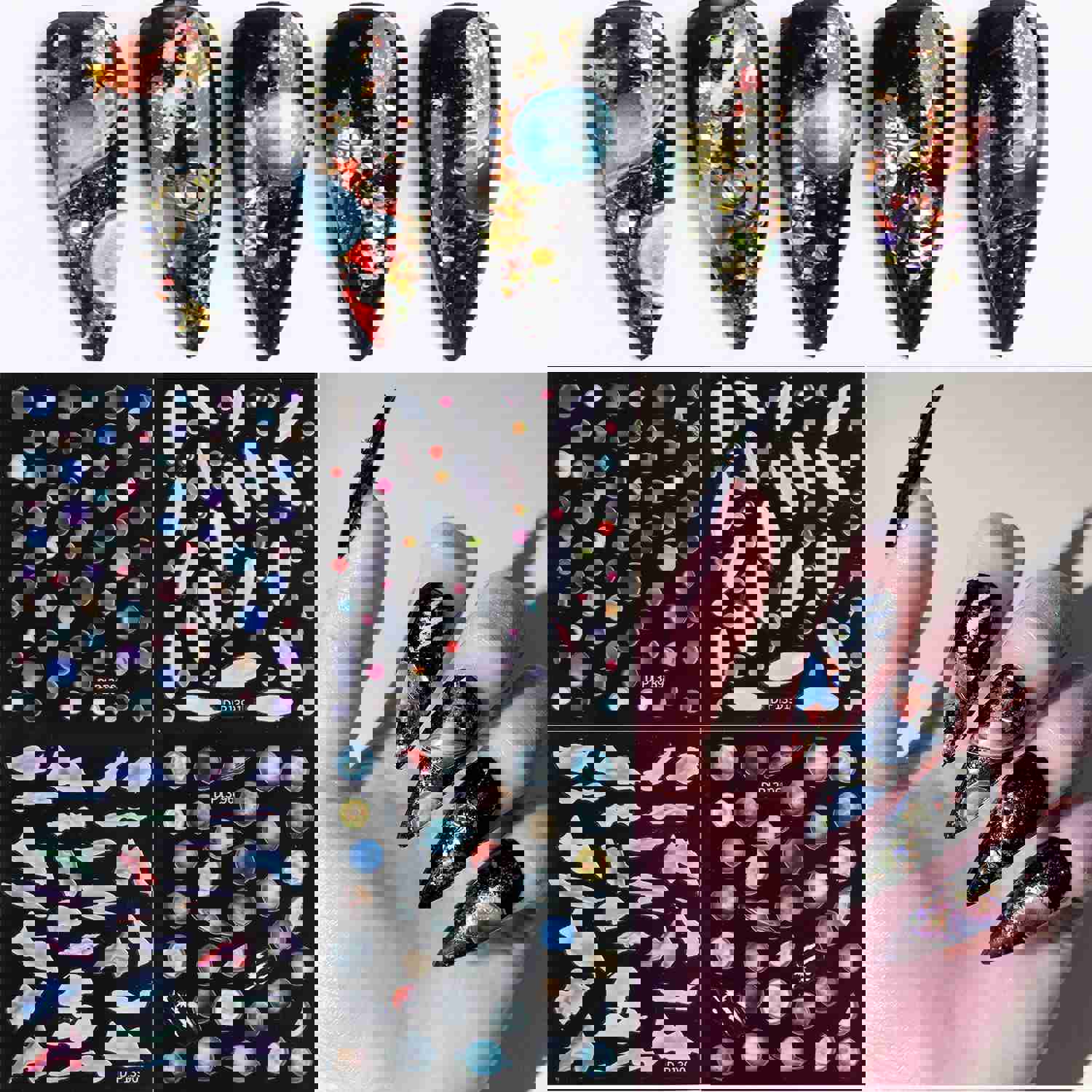 12 Sheets Colorful Wavy Lines Nail Art Stickers DIY Decoration Kit for Women and Girls