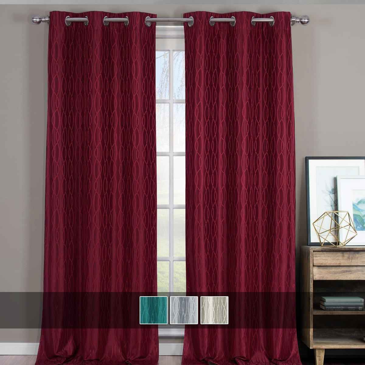 Voyage Jacquard Thermal Blackout Grommet Curtain Panels (Set of 2) - Multiple Sizes Available