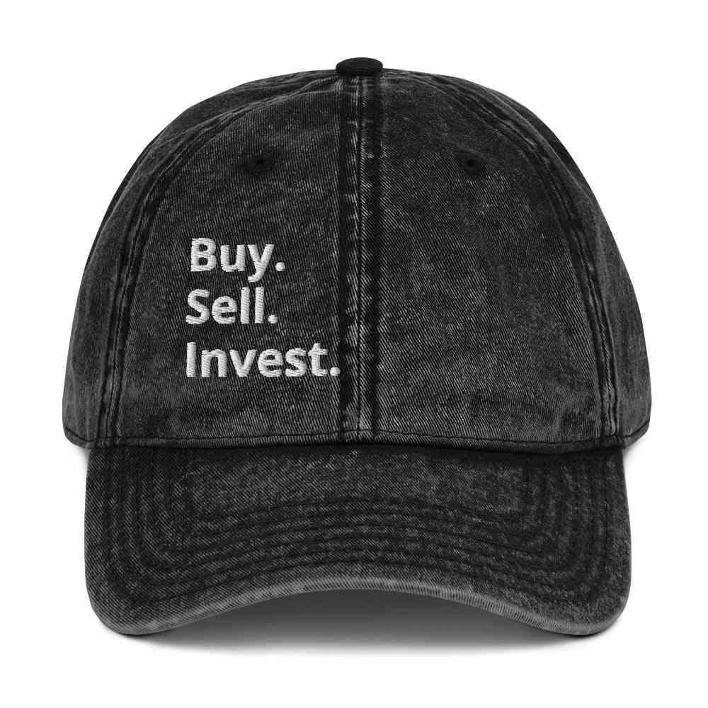 Vintage Cotton Twill Cap with Buy. Sell. Invest. Embroidery