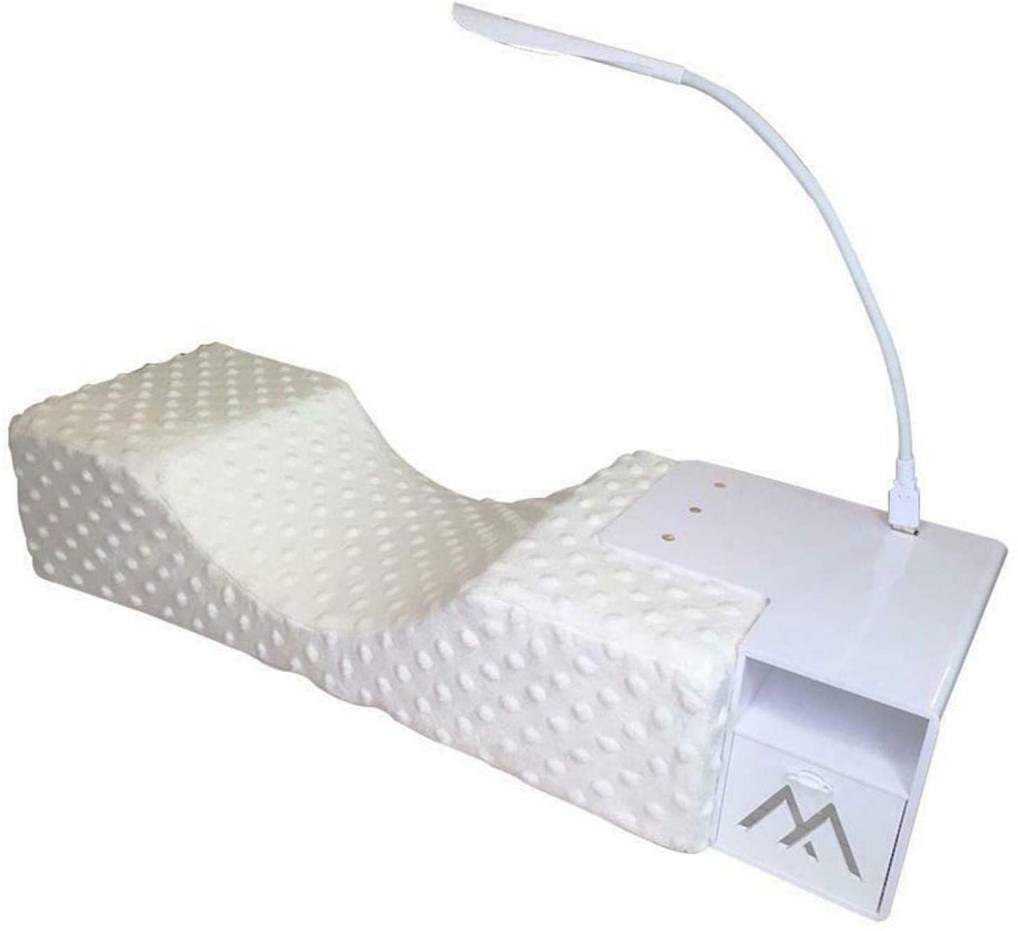 EMVANV Eyelash Extension Set with Ergonomic U-Shaped Memory Foam Pillow & Adjustable LED Light