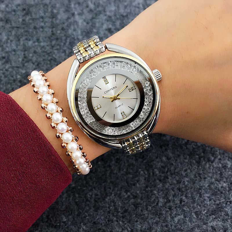 Contena Luxury Quartz Watch for Women - Stainless Steel Fashion Timepiece