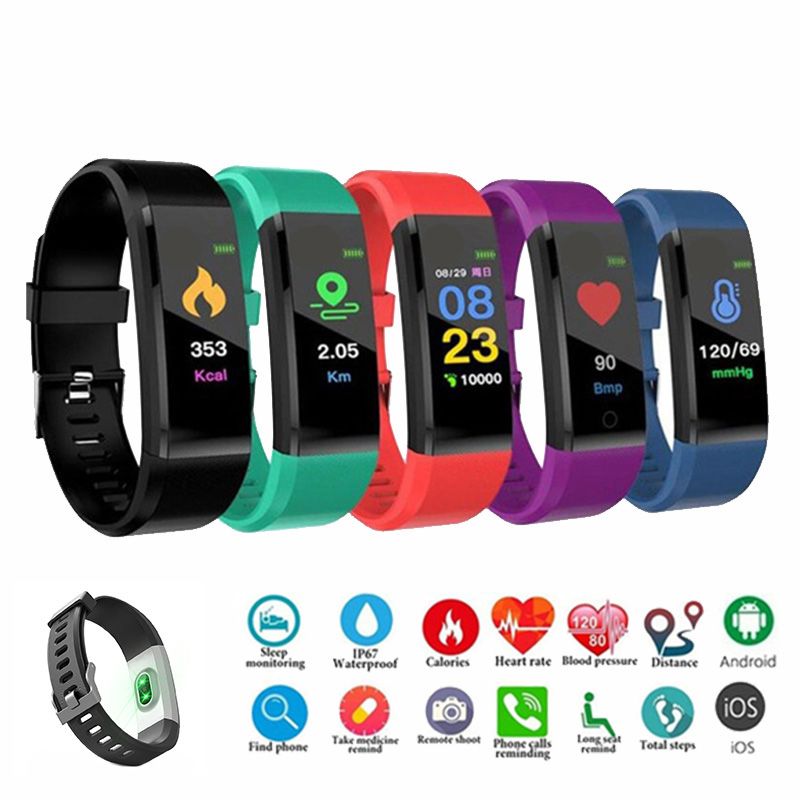 115Plus Smart Bracelet with Heart Rate and Blood Pressure Monitor, Fitness Tracker