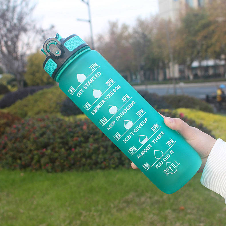 HeyoCombat 32 OZ Motivational Water Bottle with Ice Grid, Leakproof & BPA Free