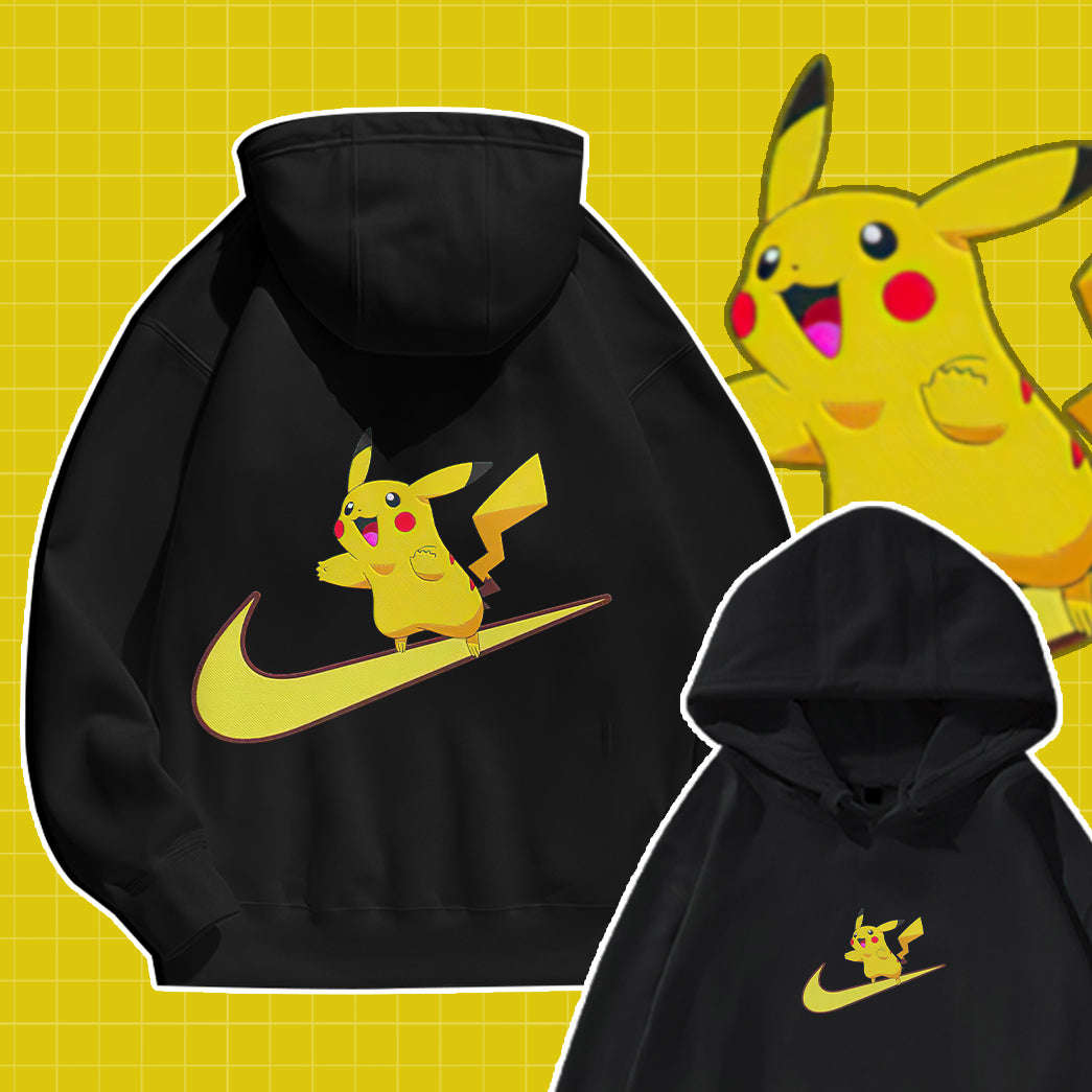 Pikachu Simple Swoosh Custom 2-Side Printed Hoodie - Unisex Cotton Apparel