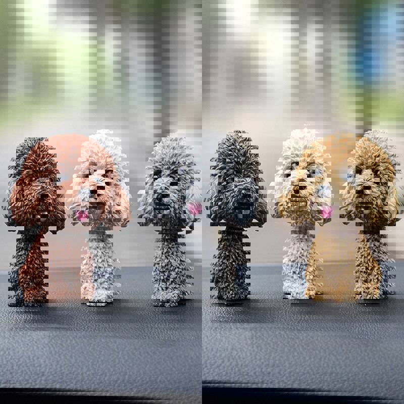 9cm Husky Teddy Pomeranian Car Shake Head Dog Ornament - Cute Nodding Decoration Gift for Car Interior, Home, and Room