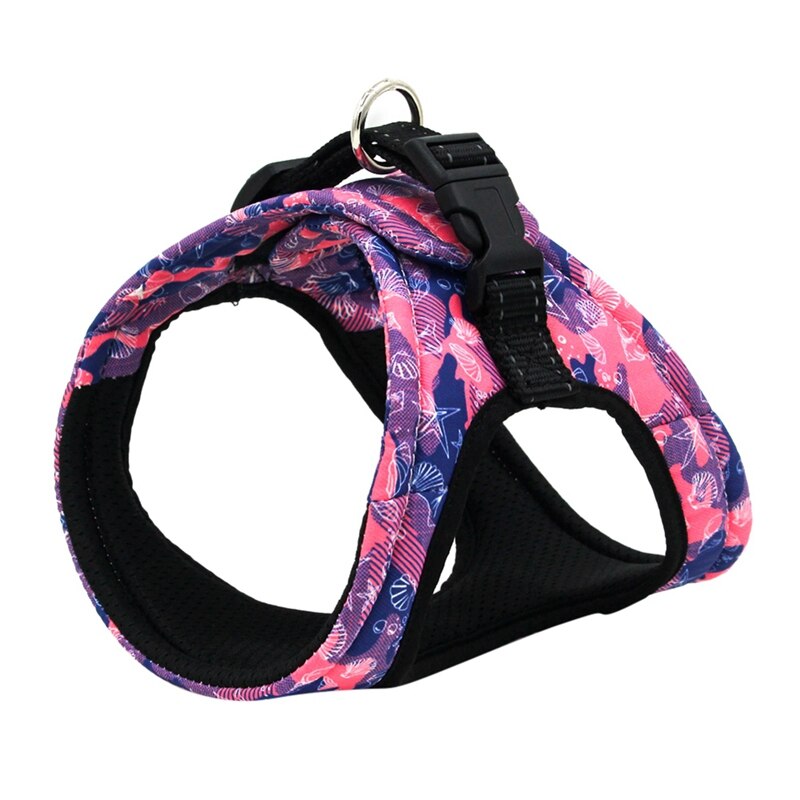 Adjustable Breathable Pet Dog Harness for Small & Medium Dogs - Printed Puppy Vest for Outdoor Walking