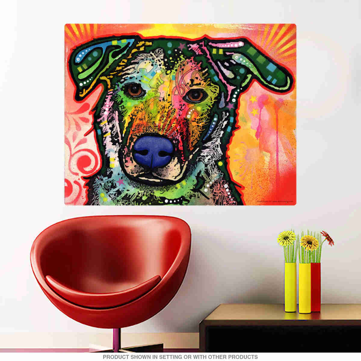 Listening Dog Dean Russo Wall Decal - Psychedelic Pet Wall Sticker