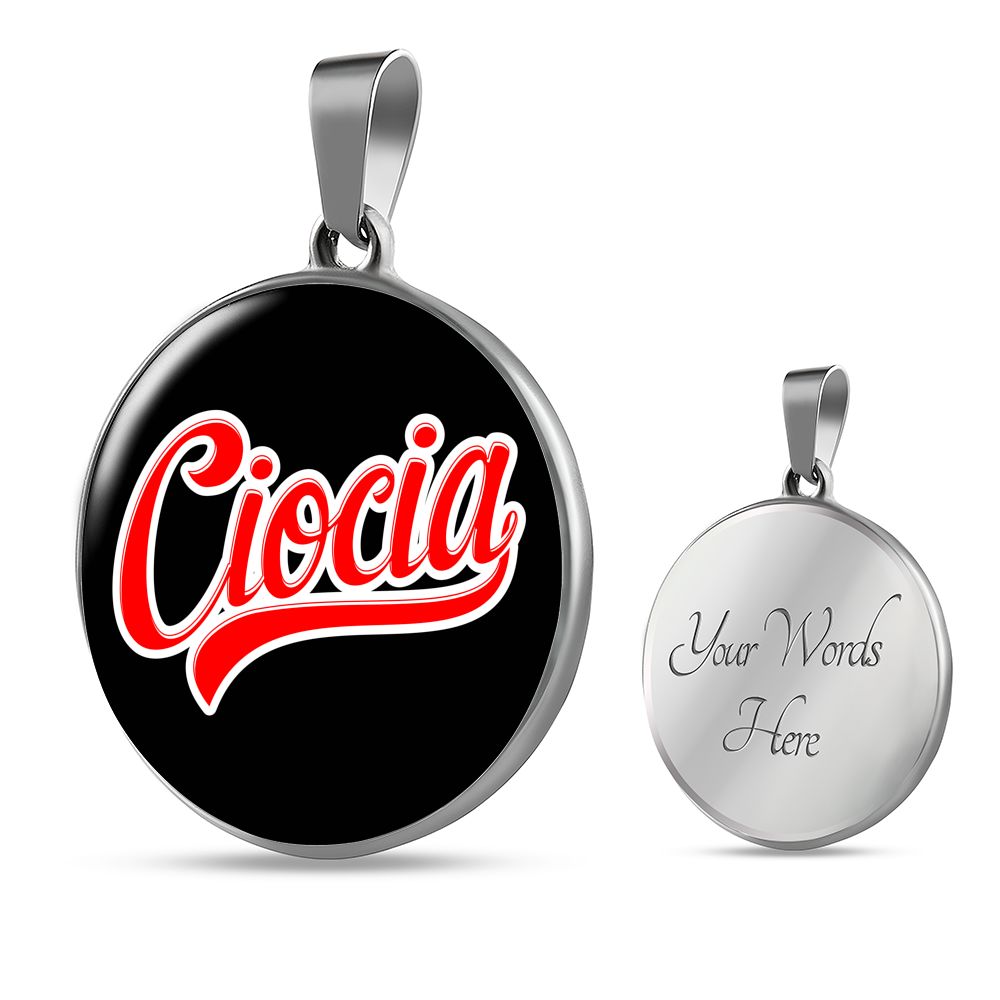 Ciocia Black Circle Pendant Necklace - Adjustable & Engravable