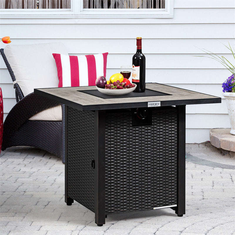 30 Square Outdoor Propane Fire Pit Table with 50,000 BTU and Waterproof Cover