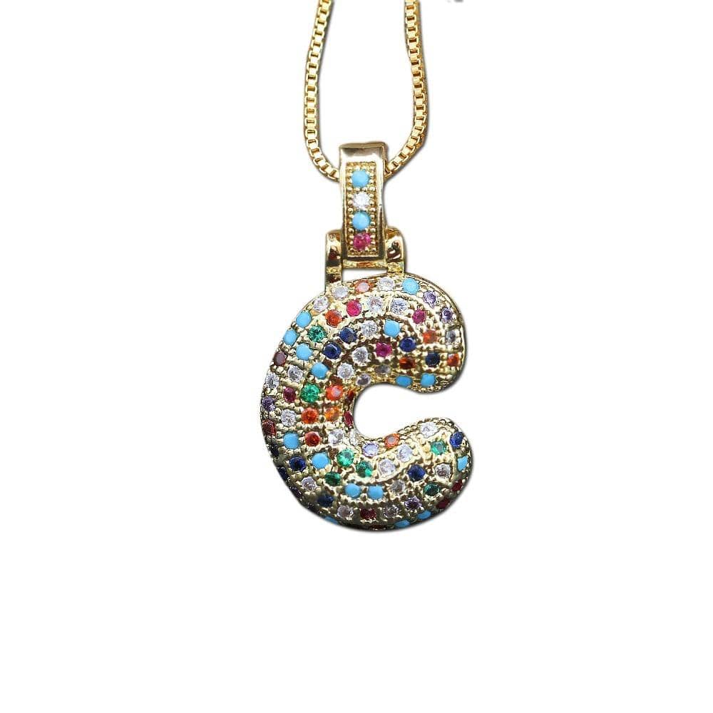 The Bubbly Initial Rainbow Necklace