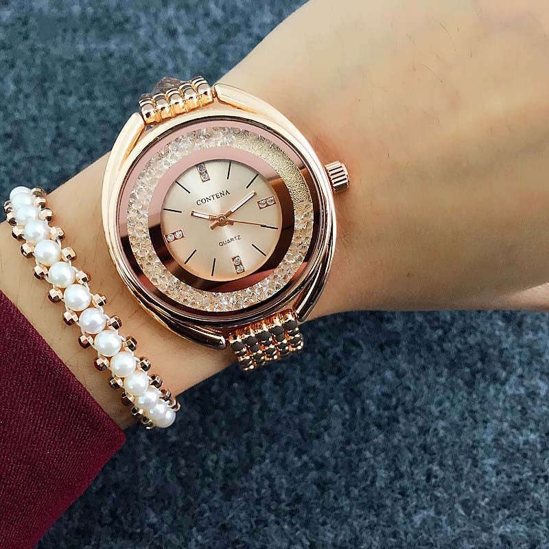 Contena Luxury Quartz Watch for Women - Stainless Steel Fashion Timepiece