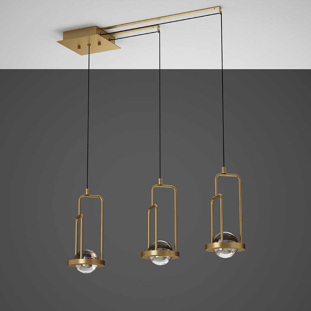 5-Light Kitchen Island Light Crystal Linear Pendant Light in Gold