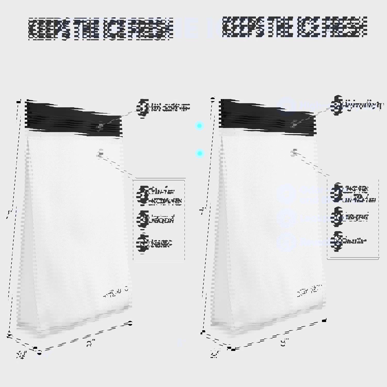 BERLINZO Reusable Ice Storage Bag - Freezer Safe Leakproof Silicone and Plastic Free Lunch Bag for Ice and Food Storage - BPA Free - 2 Pack