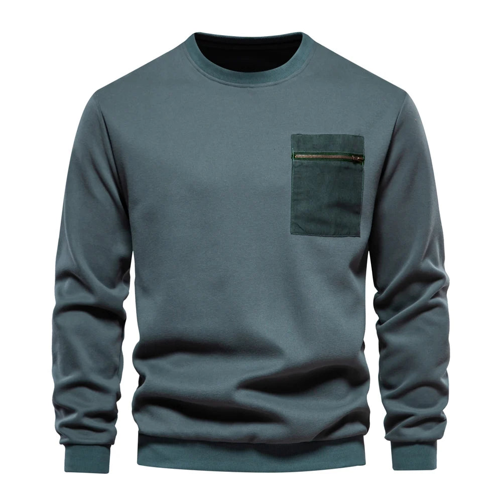 Nukty High Quality Cotton Sweatshirt for Men with Zipper Pocket