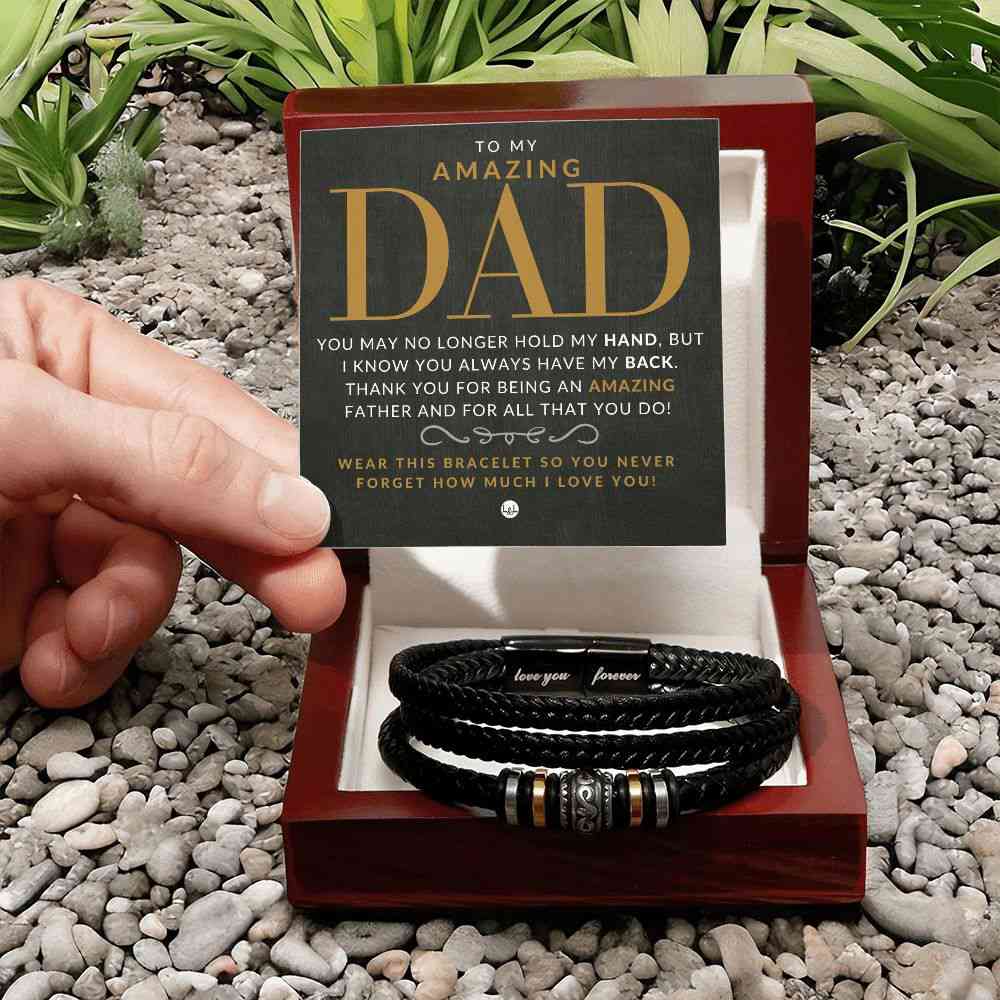 Gift For Dad - Mens Leather Bracelet For Dad - Great For Christmas, Fathers Day or His Birthday