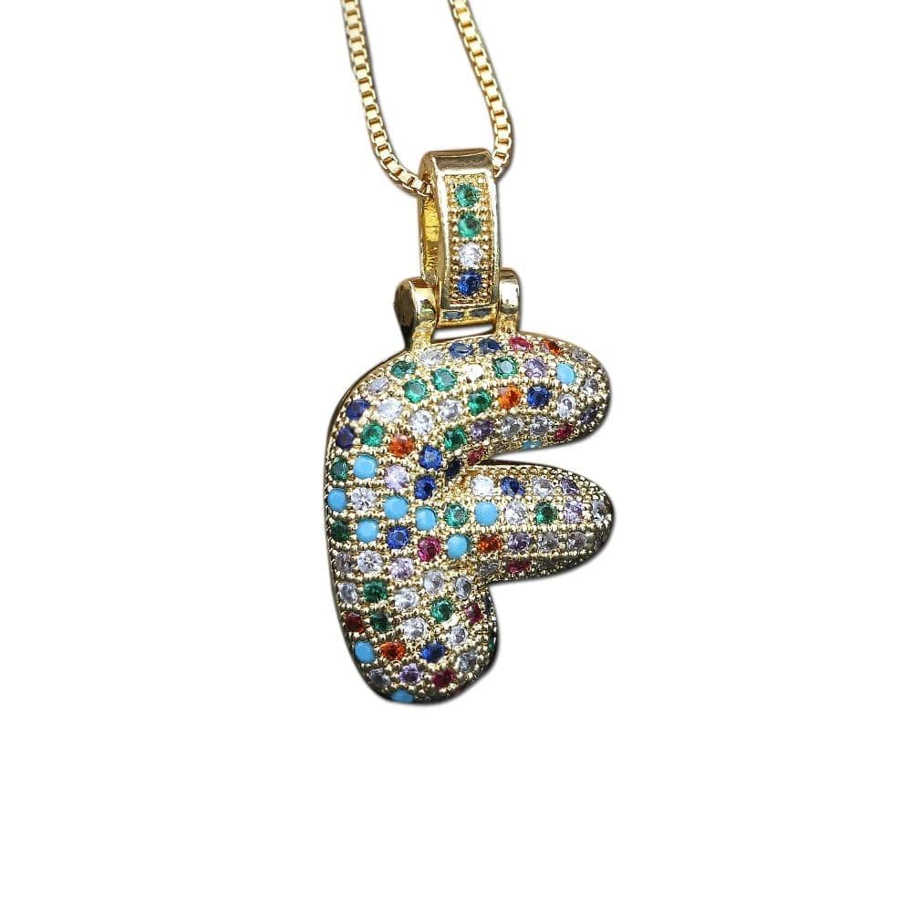 The Bubbly Initial Rainbow Necklace