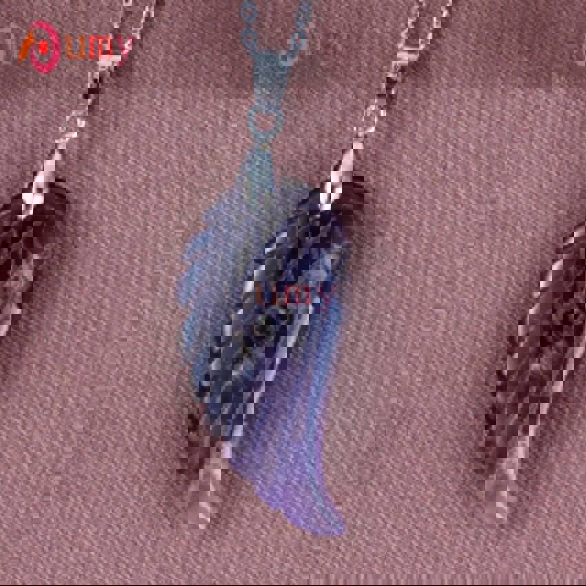 Natural Gnergy Gemstone Angel Wing Pendant - 35mm Rock Crystal Opalite Fluorite Lapis Lazuli Rhodonite Jewelry for Women & Men