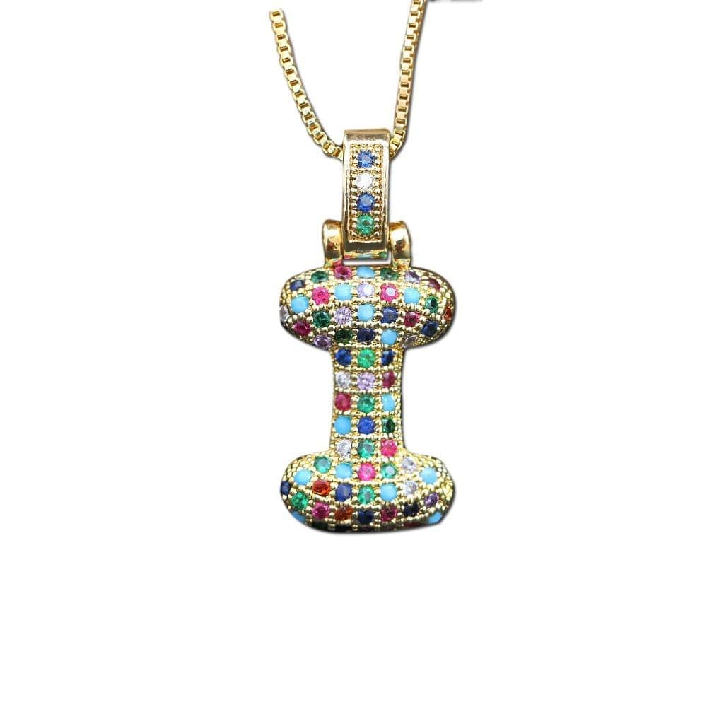 The Bubbly Initial Rainbow Necklace