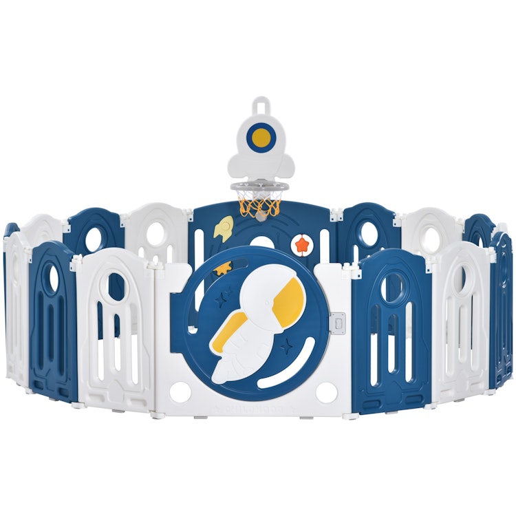 Astronaut Theme Baby Playpen - Foldable Play Yard for Toddlers, Indoor & Outdoor Safety Gates