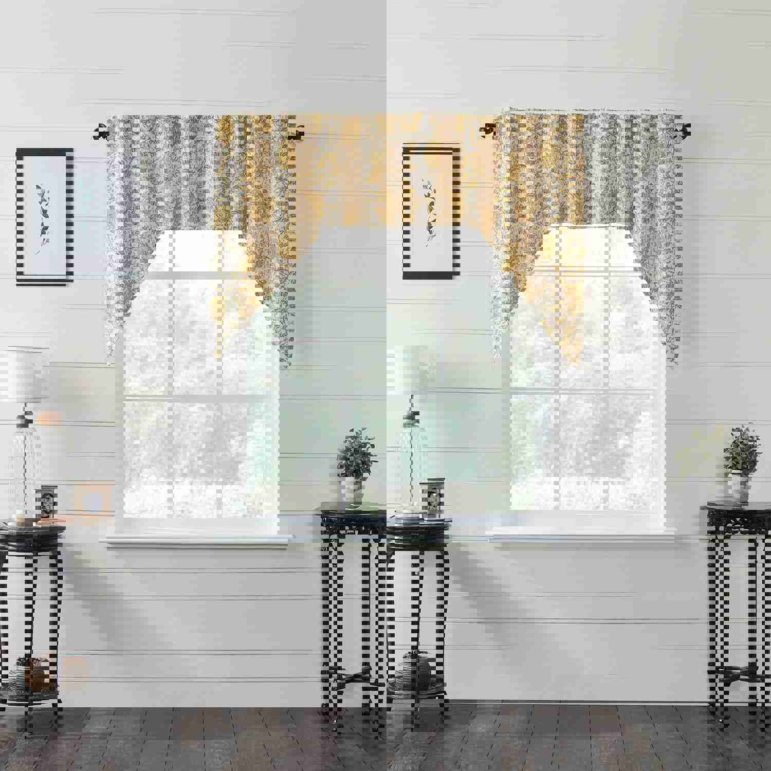 Dorset Gold Floral Swag Set of 2 - Farmhouse Decor (36x36x16)