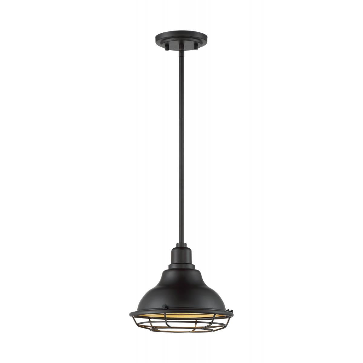 60-7013 NEWBRIDGE 1LT SMALL PENDANT - Dark Bronze and Gold Finish