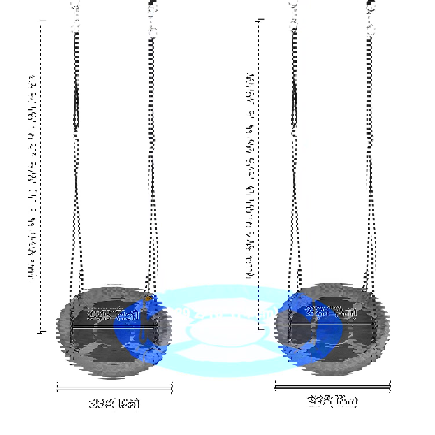 700LBS Weight Capacity 40 Flying Saucer Swing for Kids Outdoor, Large Round Tire Swings for Trees and Swingset, Strong Heavy Duty for Outside Playground, Blue
