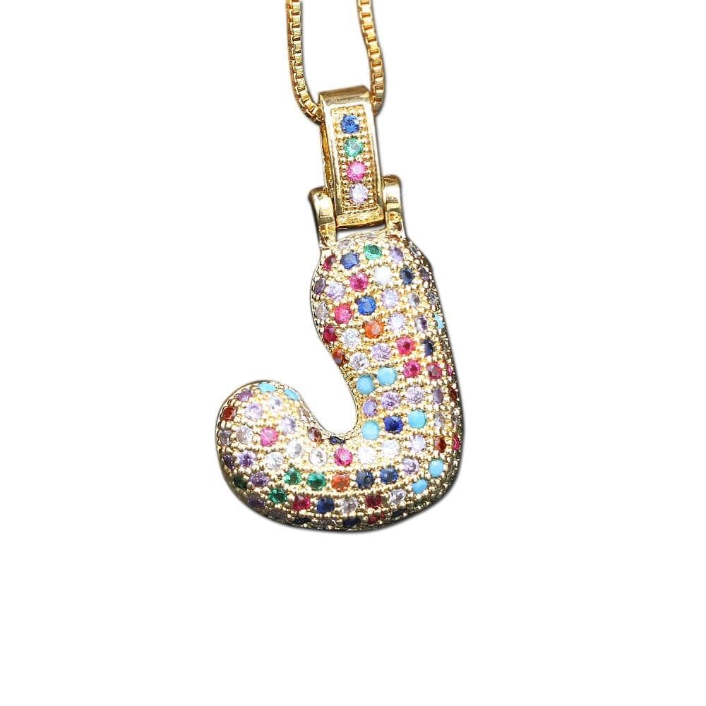 The Bubbly Initial Rainbow Necklace