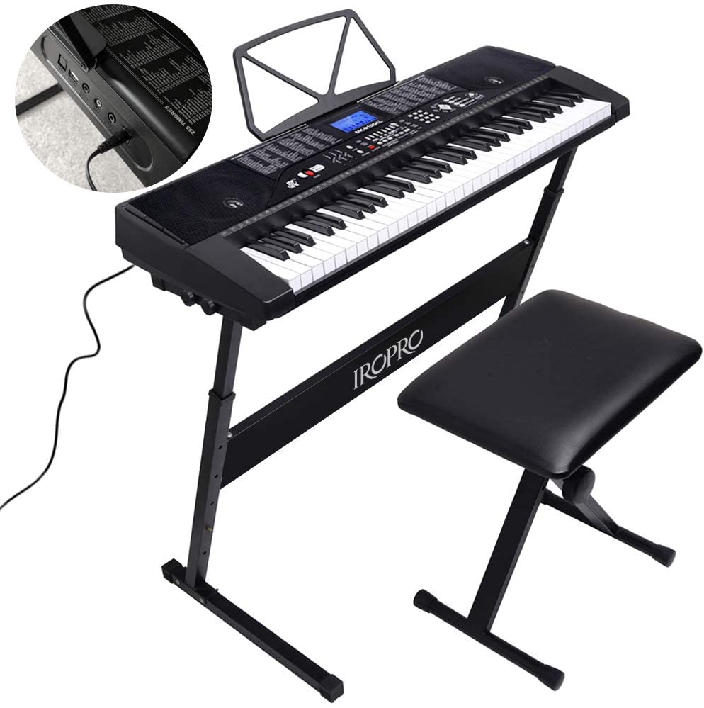 61-Key Portable Electronic Keyboard Piano for Beginners with Lighting Keys and Interactive Teaching System