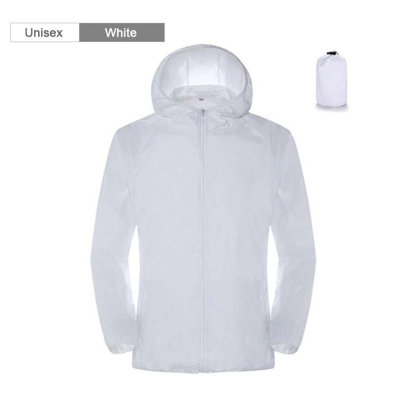 Unisex Waterproof Camping Rain Jacket with Sun Protection and Quick-Dry Feature