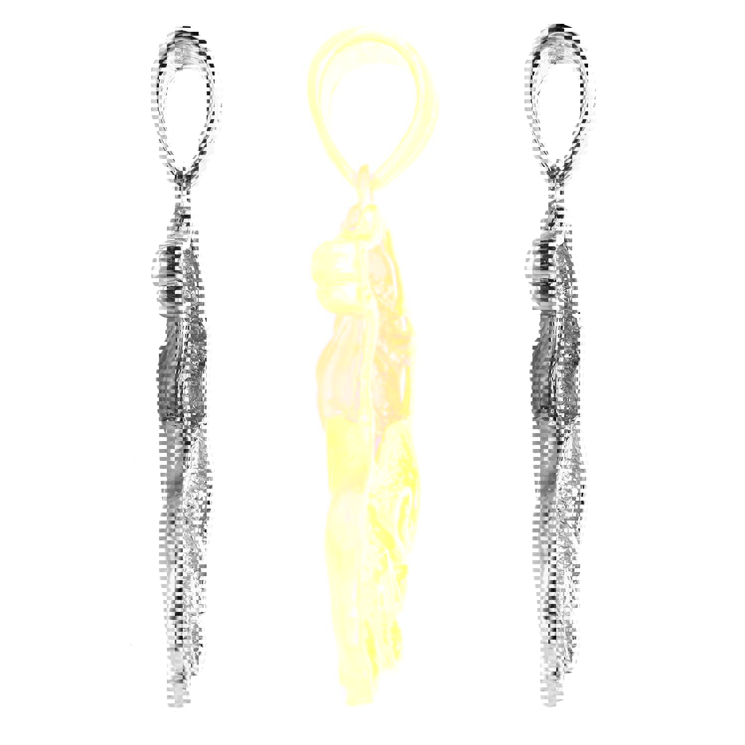 14K Gold Tricolor 45x22mm Lion Pendant