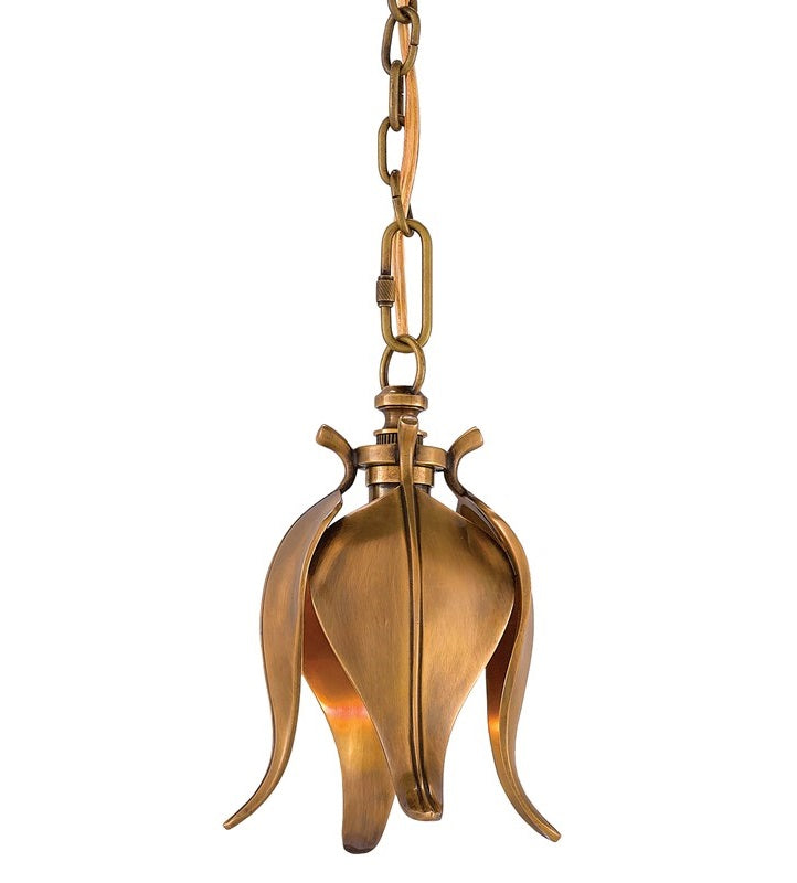 Lota Brass Pendant - Vintage Brass Flower Bud Pendant Light