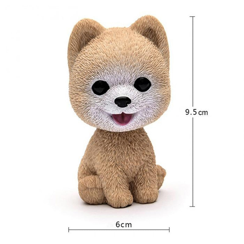 9cm Husky Teddy Pomeranian Car Shake Head Dog Ornament - Cute Nodding Decoration Gift for Car Interior, Home, and Room